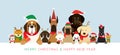 Dogs Wearing Christmas Costume Holding Banner