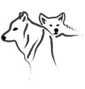 Dogs or Wolfs logo silhouettes Royalty Free Stock Photo