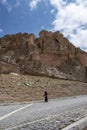 Dogubayazit, Turkey, Middle East, aerial view, mountains, castle, ancient, rocks, Old Beyazit, woman, veiled, veil, islam