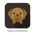 Dogue de bordeaux dog face portrait flat icon design, vector illustration