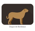 Dogue De Bordeaux Dog Standing And Watching, Flat Icon, Vector Illustration