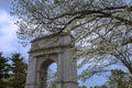 Dogwood Trees in the Foreground Near the National Memorial Arch in Valley Forge Royalty Free Stock Photo