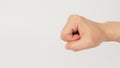 Doh hand sign pitch or the firm tone on white background .The sign of tone in key