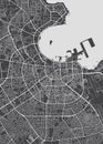 Doha city plan, detailed vector map