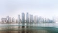 Doha city, Qatar - December 18, 2017: Al Dafna - seaside district of the Qatari capital Doha located on the Persian Gulf. in Doha