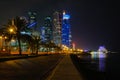 Doha corniche at night.