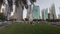 Doha corniche wide angle walking in daylight shot from Sheraton park