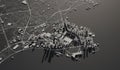 Doha, Qatar city map aerial view. minimal design. 3D Rendering