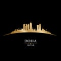 Doha Qatar city skyline silhouette black background