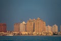 Doha, Qatar, cityscape of modern but still oldschool buildings during sunset Royalty Free Stock Photo