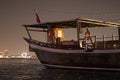 Doha qatar corniche beache boat af nights Royalty Free Stock Photo