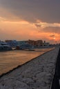 Sunset view form Mina District at Old Doha Port in Qatar
