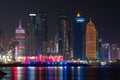 Doha, Qatar - December 2, 2022: Skyline of West Bay and Doha City Center, Qatar at night. Royalty Free Stock Photo