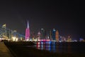 Doha, Qatar - December 2, 2022: Skyline of West Bay and Doha City Center, Qatar at night. Royalty Free Stock Photo