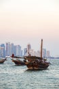 Traditional boats called Dhows from Doha Qatar