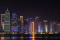 Doha, Qatar - December 6, 2022: The West Bay city skyline at night, Doha, Qatar. Royalty Free Stock Photo