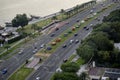 Aerial view of Doha Corniche road. Royalty Free Stock Photo