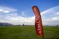 Spectators enjoy the large kites flying at Mina district in Qatar as part of Kite Festival 2024 Royalty Free Stock Photo