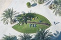 Top view of construction workers resting in Doha in Qatar