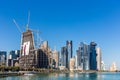 DOHA, QATAR - JAN 8th 2018: The West Bay City skyline as viewed from The Grand Mosque on Jan 8th, 2018 in Doha, Qatar. The West Ba Royalty Free Stock Photo