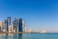 DOHA, QATAR - JAN 8th 2018: The West Bay City skyline as viewed from The Grand Mosque on Jan 8th, 2018 in Doha, Qatar. The West Ba Royalty Free Stock Photo