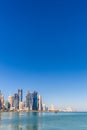 DOHA, QATAR - JAN 8th 2018: The West Bay City skyline as viewed from The Grand Mosque on Jan 8th, 2018 in Doha, Qatar. The West Ba Royalty Free Stock Photo