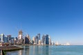 DOHA, QATAR - JAN 8th 2018: The West Bay City skyline as viewed from The Grand Mosque on Jan 8th, 2018 in Doha, Qatar. The West Ba Royalty Free Stock Photo