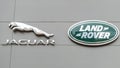 Close up of the logo of Jaguar and Land Rover on a show room wall Royalty Free Stock Photo