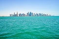 Al Dafna architecturally modern skyline across Dhow Harbour in Doha Qatar Royalty Free Stock Photo