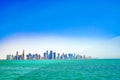 Al Dafna architecturally modern skyline across Dhow Harbour in Doha Qatar Royalty Free Stock Photo