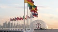 Doha, Qatar- July 03, 2022 : FIFA World Cup Qatar 2022 Official Countdown Clock at the corniche