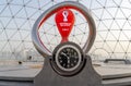 Doha, Qatar- July 03, 2022 : FIFA World Cup Qatar 2022 Official Countdown Clock at the corniche Royalty Free Stock Photo
