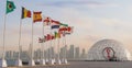Doha, Qatar- July 03, 2022 : FIFA World Cup Qatar 2022 Official Countdown Clock at the corniche Royalty Free Stock Photo