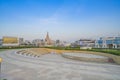 Outdoor event seating in park near The Corniche in old city of Doha Royalty Free Stock Photo