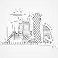 Doha Qatar landmarks in liner style vector