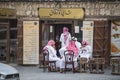 The Qatari family in traditional attire.