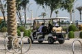 DOHA, QATAR - 07 March 2023: Utility golf cart or buggy car for transportation of Visitor at National Museum of Qatar. Royalty Free Stock Photo