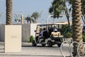 DOHA, QATAR - 07 March 2023: Utility golf cart or buggy car for transportation of Visitor at National Museum of Qatar. Royalty Free Stock Photo