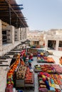 Doha, Qatar - March 2, 2020: View on traditional arabian market Souq Waqif selling carpets and clothes in Doha City