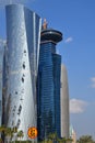 Doha, Qatar - Nov 24. 2019. Al Bidda Tower and a World Trade Center on sky background