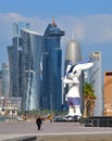 Doha, Qatar - Nov 21. 2019. Oryx Orry is the mascot of Asian sports at Corniche Waterfront