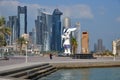 Doha, Qatar - Nov 21. 2019. Oryx Orry is the mascot of Asian sports at Corniche Waterfront