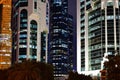 Doha, Qatar - Nov 18. 2019. Salam, Burj and Palm Towers in West Bay at night Royalty Free Stock Photo