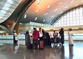 Doha, Qatar - Nov 24. 2019. Smart check-in Departure Area of Hamad International Airport. Self service kiosk