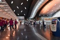 Doha, Qatar - Nov 24. 2019. Smart check-in Departure Area of Hamad International Airport. Self service kiosk