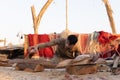 craftsman making traditional toy ship making, handicraft During the Dhow festival at Katara beach