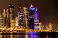 Doha, Qatar skyline at night Royalty Free Stock Photo