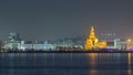Doha skyline with the Islamic Cultural Center timelapse in Qatar, Middle East Royalty Free Stock Photo