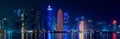 Doha skyline with many towers during the night Royalty Free Stock Photo