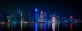 Doha skyline with many towers during the night Royalty Free Stock Photo